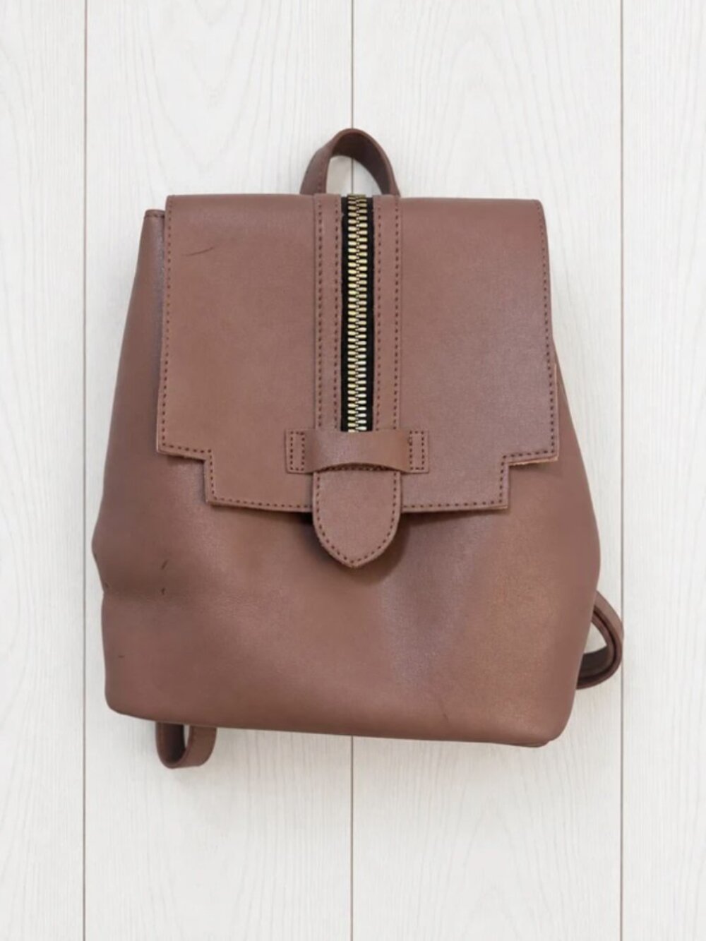Women’s Brown Mauve Backpack Purse Buckle Flap Closure